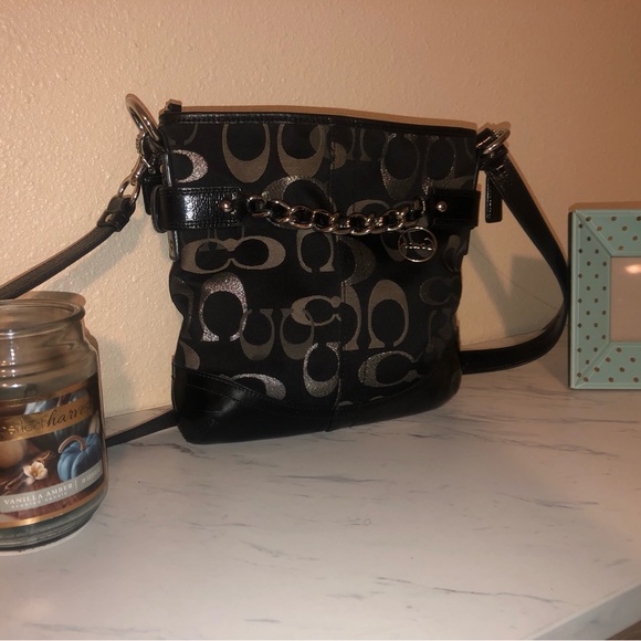 Coach Handbags - Authentic Coach Black Optic Metallic Signature Chain